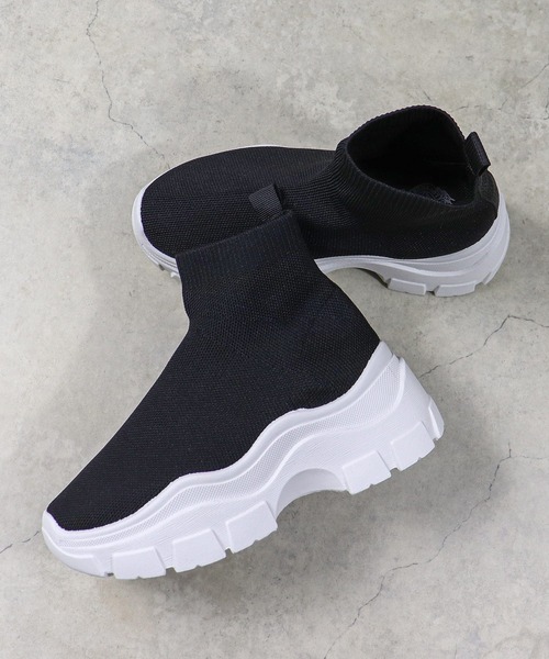 LOVEHUNTER（ラブハンター）の「LOVEHUNTER/+6.5cm 軽量厚底 スニーカーソールソックスブーツ(1572)（ブーツ・レディース・ベージュ/ブラック系その他/ブラック・LL/3L/L/M/S）」の13枚目の写真