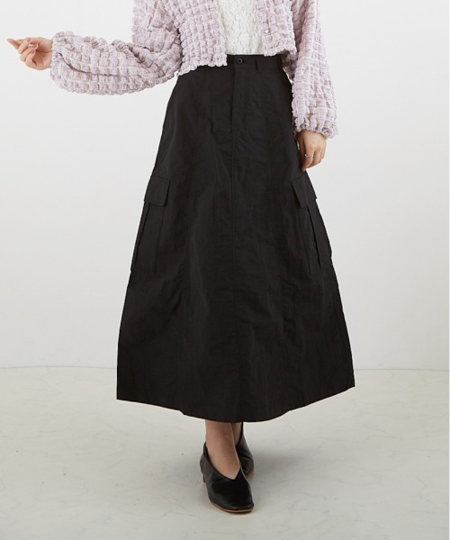 PAPAVER(パパヴェル)の「【PAPAVER】ミリタリーフレアーSK(スカート・レディース・ブラック/カーキ/アイボリー・MEDIUM)」の1枚目の写真