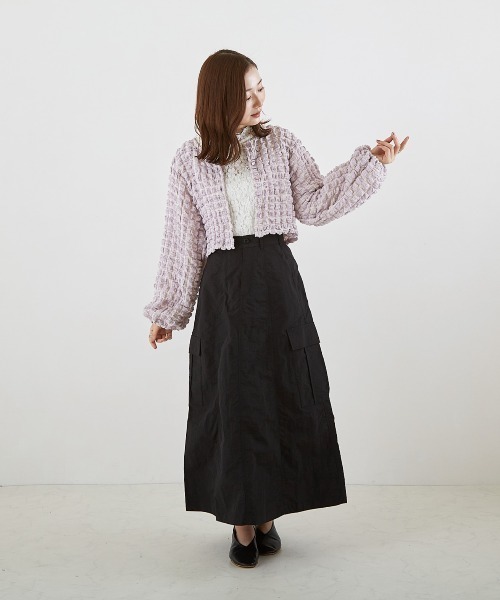 PAPAVER(パパヴェル)の「【PAPAVER】ミリタリーフレアーSK(スカート・レディース・ブラック/カーキ/アイボリー・MEDIUM)」の4枚目の写真