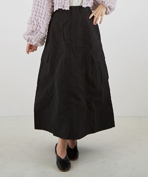 PAPAVER(パパヴェル)の「【PAPAVER】ミリタリーフレアーSK(スカート・レディース・ブラック/カーキ/アイボリー・MEDIUM)」の5枚目の写真