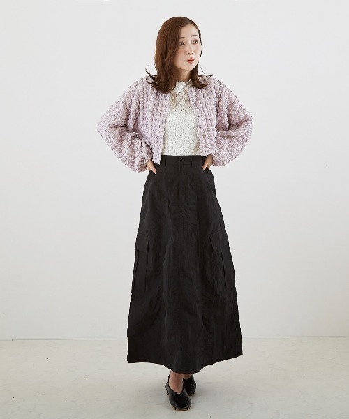 PAPAVER(パパヴェル)の「【PAPAVER】ミリタリーフレアーSK(スカート・レディース・ブラック/カーキ/アイボリー・MEDIUM)」の6枚目の写真