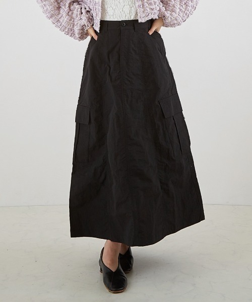 PAPAVER(パパヴェル)の「【PAPAVER】ミリタリーフレアーSK(スカート・レディース・ブラック/カーキ/アイボリー・MEDIUM)」の7枚目の写真