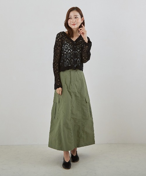 PAPAVER(パパヴェル)の「【PAPAVER】ミリタリーフレアーSK(スカート・レディース・ブラック/カーキ/アイボリー・MEDIUM)」の9枚目の写真