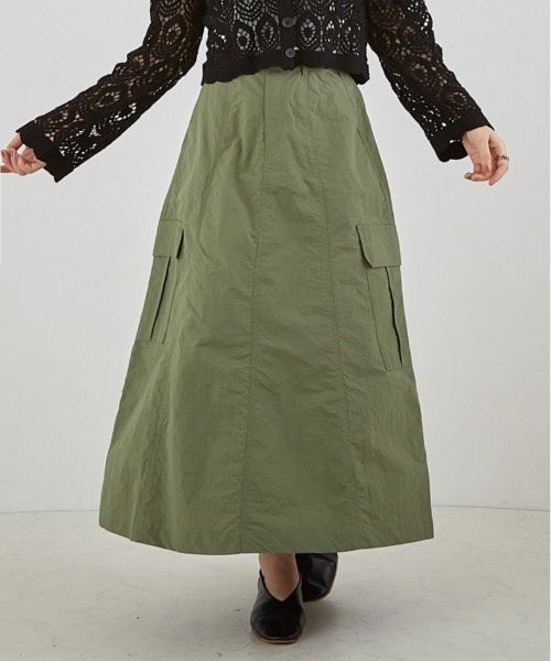 PAPAVER(パパヴェル)の「【PAPAVER】ミリタリーフレアーSK(スカート・レディース・ブラック/カーキ/アイボリー・MEDIUM)」の10枚目の写真