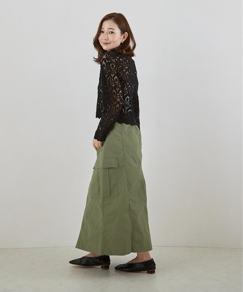 PAPAVER(パパヴェル)の「【PAPAVER】ミリタリーフレアーSK(スカート・レディース・ブラック/カーキ/アイボリー・MEDIUM)」の12枚目の写真