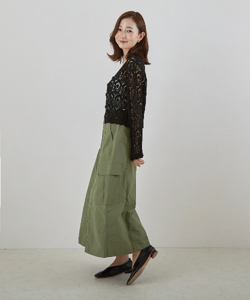 PAPAVER(パパヴェル)の「【PAPAVER】ミリタリーフレアーSK(スカート・レディース・ブラック/カーキ/アイボリー・MEDIUM)」の15枚目の写真