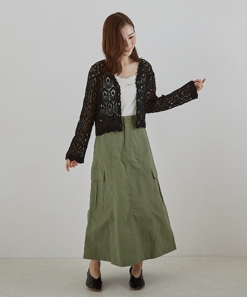 PAPAVER(パパヴェル)の「【PAPAVER】ミリタリーフレアーSK(スカート・レディース・ブラック/カーキ/アイボリー・MEDIUM)」の16枚目の写真