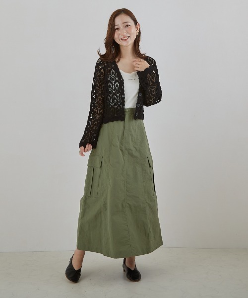 PAPAVER(パパヴェル)の「【PAPAVER】ミリタリーフレアーSK(スカート・レディース・ブラック/カーキ/アイボリー・MEDIUM)」の17枚目の写真