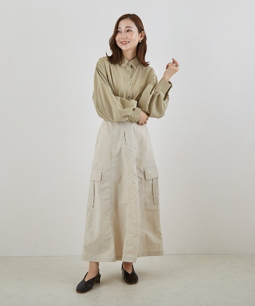 PAPAVER(パパヴェル)の「【PAPAVER】ミリタリーフレアーSK(スカート・レディース・ブラック/カーキ/アイボリー・MEDIUM)」の19枚目の写真