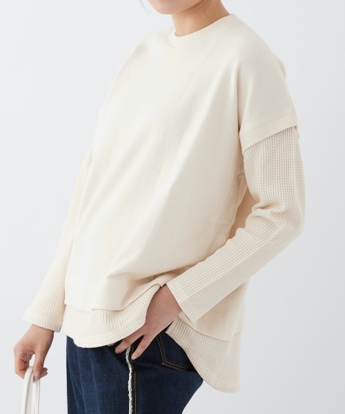 Ocean Pacific(オーシャンパシフィック)の「【OP:オーピー】レディースレイヤード風ロングTシャツ(Tシャツ/カットソー・レディース・アイボリー/オレンジ/チャコールグレー/パープル系その他・LARGE/MEDIUM/X-LARGE)」の6枚目の写真