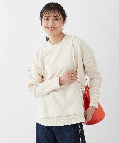 新品未使用★フェンネル★MEDOC★白 Tシャツ&ロングジレ　セット セール】【OP:オーピー】レディースレイヤード風ロングTシャツ
