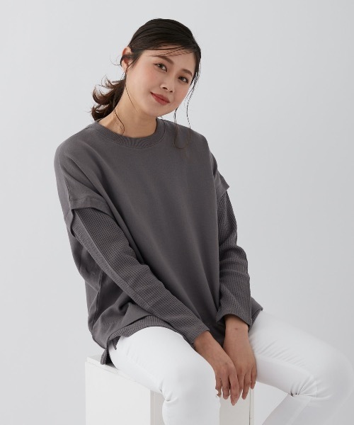 Ocean Pacific(オーシャンパシフィック)の「【OP:オーピー】レディースレイヤード風ロングTシャツ(Tシャツ/カットソー・レディース・アイボリー/オレンジ/チャコールグレー/パープル系その他・LARGE/MEDIUM/X-LARGE)」の17枚目の写真