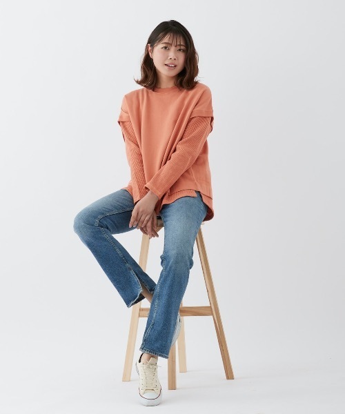 XLARGE フロントロゴ レイヤード風 ロンT デニムにぴったり◎ セール】【OP:オーピー】レディースレイヤード風ロングTシャツ