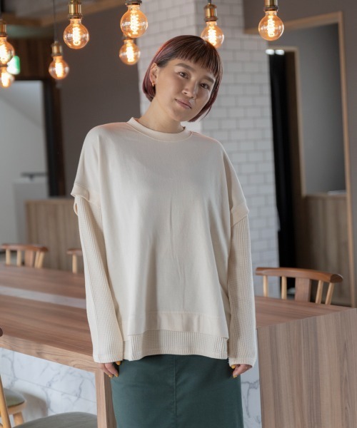 セール】【OP:オーピー】レディースレイヤード風ロングTシャツ
