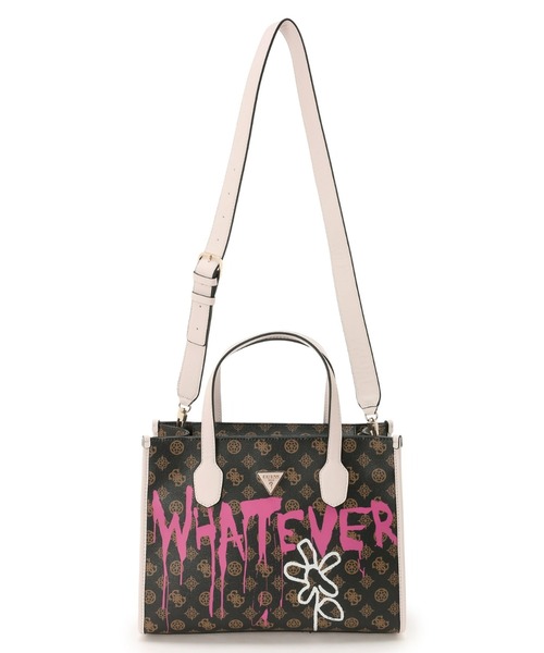 Guess（ゲス）の「GUESS X BRANDALISED(R) WITH GRAFFITI BY BANKSY 2 Compartment Tote（トートバッグ・レディース・ブラウン・ONE SIZE）」の2枚目の写真