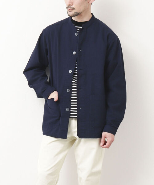 NOLLEY'S goodman（ノーリーズグッドマン）の「PLONGEUR JACKET マオカラー スタンドカラーシャツジャケット（シャツ/ブラウス・メンズ・ホワイト系その他/ブルー系その他/ダークネイビー・L/S/M）」の3枚目の写真