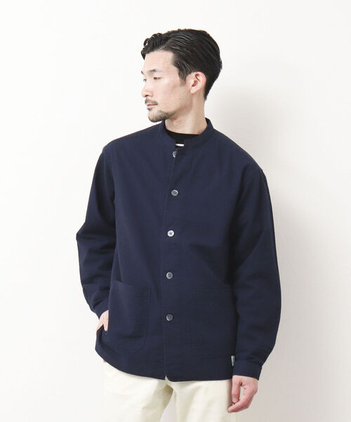 NOLLEY'S goodman（ノーリーズグッドマン）の「PLONGEUR JACKET マオカラー スタンドカラーシャツジャケット（シャツ/ブラウス・メンズ・ホワイト系その他/ブルー系その他/ダークネイビー・L/S/M）」の6枚目の写真