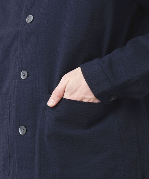 NOLLEY'S goodman（ノーリーズグッドマン）の「PLONGEUR JACKET マオカラー スタンドカラーシャツジャケット（シャツ/ブラウス・メンズ・ホワイト系その他/ブルー系その他/ダークネイビー・L/S/M）」の16枚目の写真
