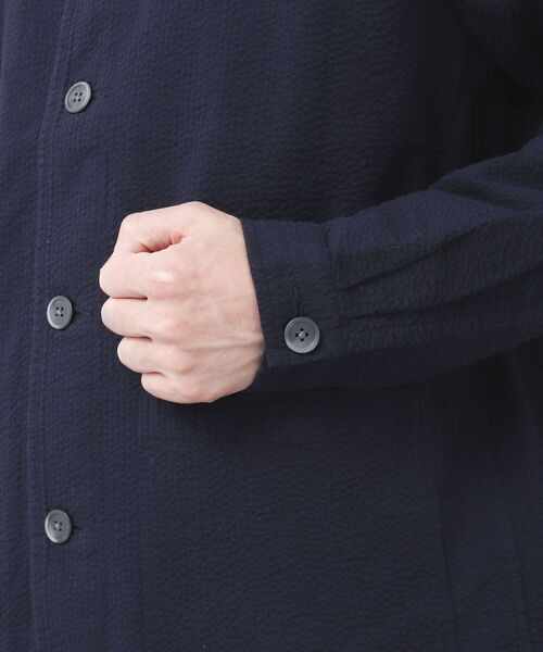 NOLLEY'S goodman（ノーリーズグッドマン）の「PLONGEUR JACKET マオカラー スタンドカラーシャツジャケット（シャツ/ブラウス・メンズ・ホワイト系その他/ブルー系その他/ダークネイビー・L/S/M）」の13枚目の写真