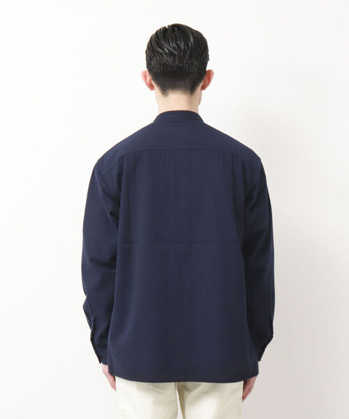 NOLLEY'S goodman（ノーリーズグッドマン）の「PLONGEUR JACKET マオカラー スタンドカラーシャツジャケット（シャツ/ブラウス・メンズ・ホワイト系その他/ブルー系その他/ダークネイビー・L/S/M）」の11枚目の写真