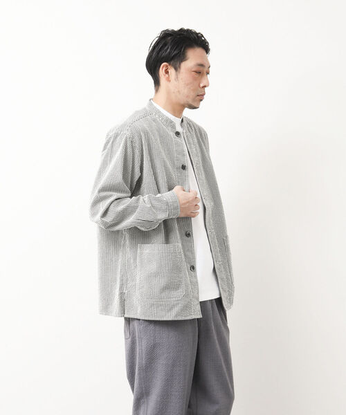 NOLLEY'S goodman（ノーリーズグッドマン）の「PLONGEUR JACKET マオカラー スタンドカラーシャツジャケット（シャツ/ブラウス・メンズ・ホワイト系その他/ブルー系その他/ダークネイビー・L/S/M）」の17枚目の写真
