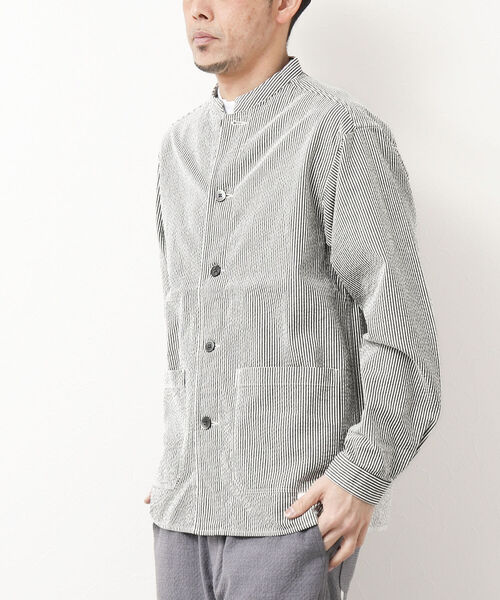 NOLLEY'S goodman（ノーリーズグッドマン）の「PLONGEUR JACKET マオカラー スタンドカラーシャツジャケット（シャツ/ブラウス・メンズ・ホワイト系その他/ブルー系その他/ダークネイビー・L/S/M）」の14枚目の写真