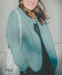 リブ　イン　コンフォート　パッとはおって着心地やさしい　ふかふかキルティングカットソージャケット