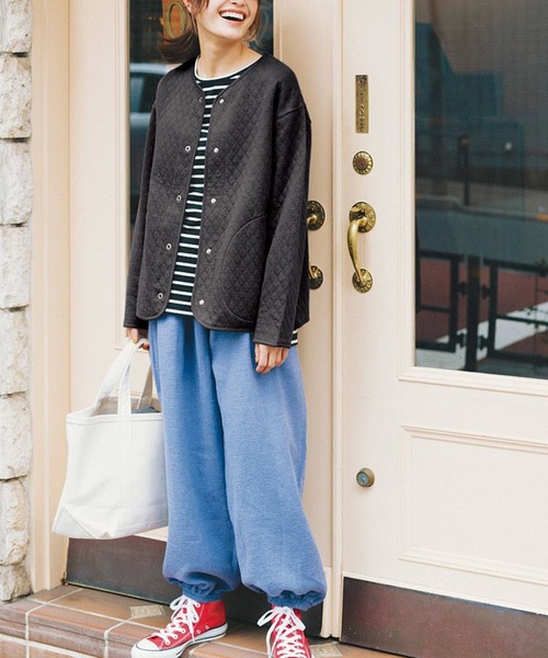 Live in comfort（リブインコンフォート）の「リブ　イン　コンフォート　パッとはおって着心地やさしい　ふかふかキルティングカットソージャケット（その他アウター・レディース・ミント/オートミール/マスタード/チャコールグレー/ネイビー・MEDIUM/LARGE/XX-LARGE/X-LARGE/XXX-LARGE/SMALL）」の7枚目の写真