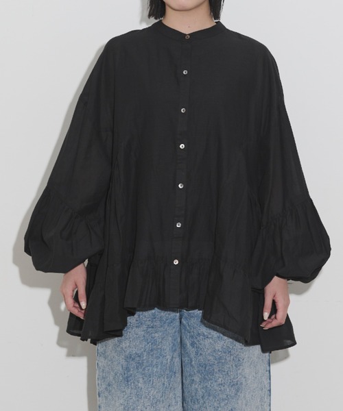 Libra Cue(リブラ キュー)の「バルーンスリーブティアードブラウス(シャツ/ブラウス・レディース・ブラック/ピンク/カーキ/アイボリー・FREE)」の7枚目の写真