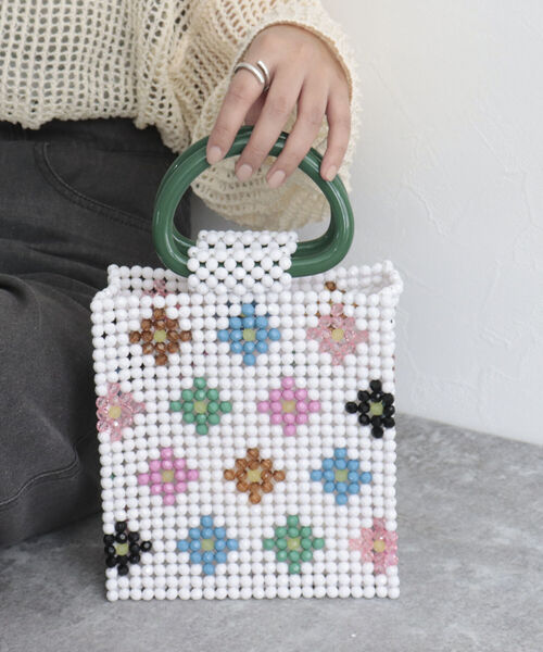 Casselini（キャセリーニ）の「【CASSELINI/キャセリーニ】パターンビーズバッグ（トートバッグ・レディース・ホワイト系その他5/ブラック系その他4・FREE）」の14枚目の写真