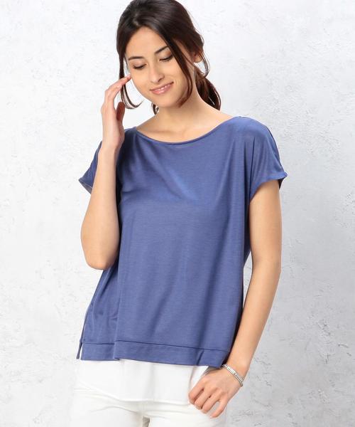 green label relaxing（グリーンレーベルリラクシング）の「GT TC×TR レイヤードテンジク  プルオーバー カットソー（Tシャツ/カットソー・レディース・ライトグレー/コバルトブルー/ネイビー/オリーブ・フリー）」の4枚目の写真