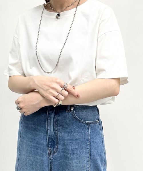 LEPSIM（レプシィム）の「マルチキノウベーシックT　163542（Tシャツ/カットソー・レディース・ブラック/グレー/オフホワイト/カーキ/ライトグリーン/ラベンダー・MEDIUM/SMALL）」の2枚目の写真