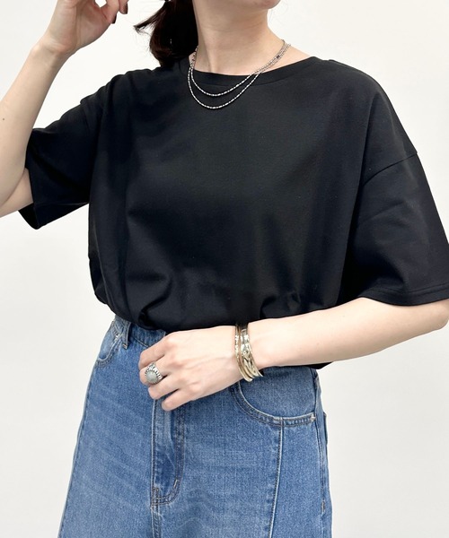 LEPSIM（レプシィム）の「マルチキノウベーシックT　163542（Tシャツ/カットソー・レディース・ブラック/グレー/オフホワイト/カーキ/ライトグリーン/ラベンダー・MEDIUM/SMALL）」の3枚目の写真