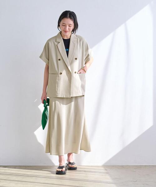 green label relaxing（グリーンレーベルリラクシング）の「ICE ポリエステル マーメイド スカート -接触冷感-（スカート・レディース・ベージュ/ネイビー/オフホワイト・36/38）」の5枚目の写真