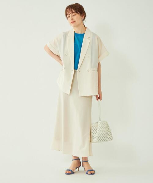 green label relaxing（グリーンレーベルリラクシング）の「ICE ポリエステル マーメイド スカート -接触冷感-（スカート・レディース・ベージュ/ネイビー/オフホワイト・36/38）」の15枚目の写真