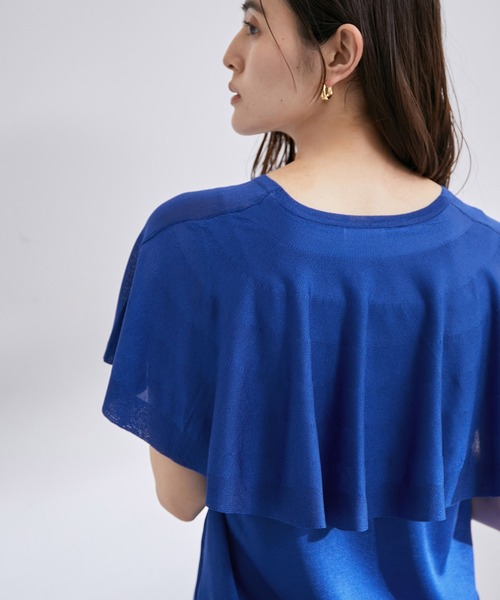 ROPE'（ロペ）の「ケープデザインサマーニット/セットアップ対応（ニット/セーター・レディース・ブラック/ブルー・38）」の2枚目の写真