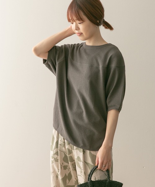 URBAN RESEARCH DOORS(アーバンリサーチドアーズ)の「スラブインレイ切替プルオーバー(Tシャツ/カットソー・レディース・チャコールグレー/オフホワイト/ライトカーキ・MEDIUM)」の3枚目の写真