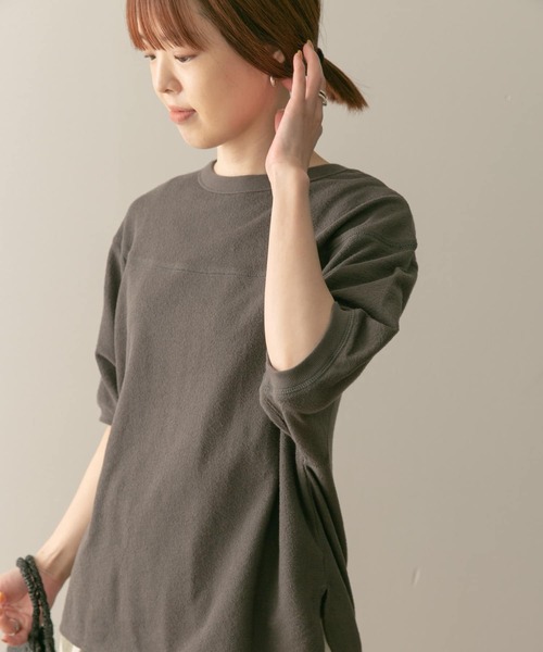 URBAN RESEARCH DOORS(アーバンリサーチドアーズ)の「スラブインレイ切替プルオーバー(Tシャツ/カットソー・レディース・チャコールグレー/オフホワイト/ライトカーキ・MEDIUM)」の7枚目の写真