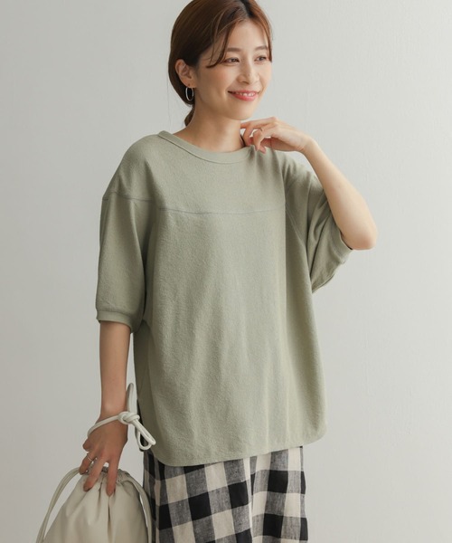 URBAN RESEARCH DOORS(アーバンリサーチドアーズ)の「スラブインレイ切替プルオーバー(Tシャツ/カットソー・レディース・チャコールグレー/オフホワイト/ライトカーキ・MEDIUM)」の14枚目の写真