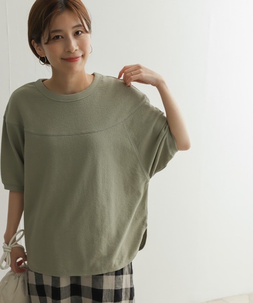 URBAN RESEARCH DOORS(アーバンリサーチドアーズ)の「スラブインレイ切替プルオーバー(Tシャツ/カットソー・レディース・チャコールグレー/オフホワイト/ライトカーキ・MEDIUM)」の15枚目の写真