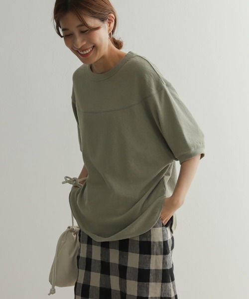 URBAN RESEARCH DOORS(アーバンリサーチドアーズ)の「スラブインレイ切替プルオーバー(Tシャツ/カットソー・レディース・チャコールグレー/オフホワイト/ライトカーキ・MEDIUM)」の19枚目の写真
