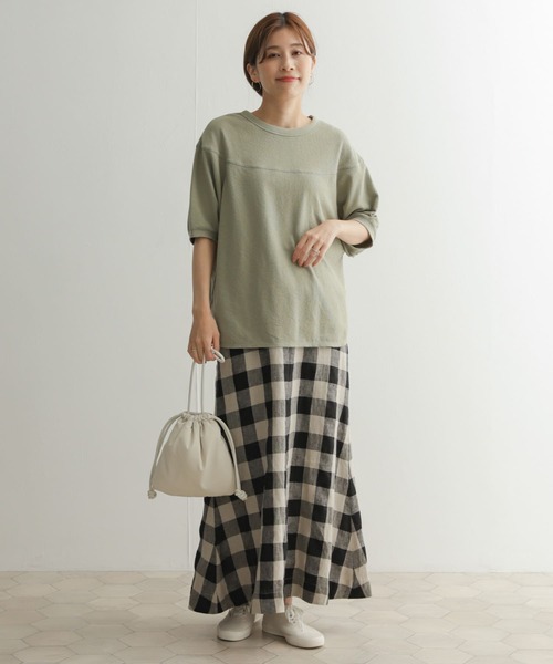 URBAN RESEARCH DOORS(アーバンリサーチドアーズ)の「スラブインレイ切替プルオーバー(Tシャツ/カットソー・レディース・チャコールグレー/オフホワイト/ライトカーキ・MEDIUM)」の20枚目の写真