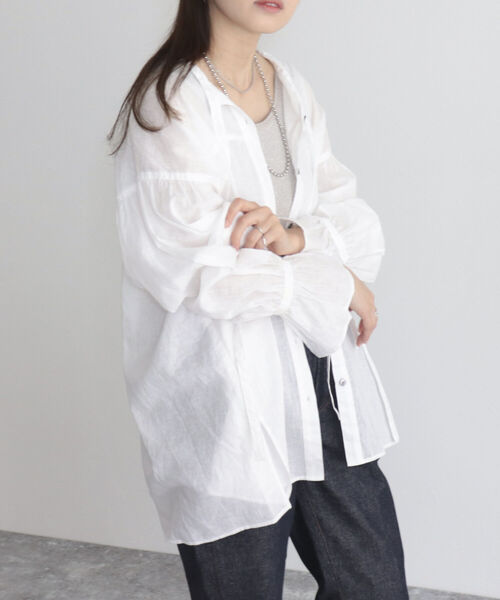 fredy emue（フレディエミュ）の「【fredyemueフレディエミュ】リネン混2WAYボウタイシャツ（シャツ/ブラウス・レディース・ベージュ/チャコールグレー/オフホワイト・38）」の8枚目の写真