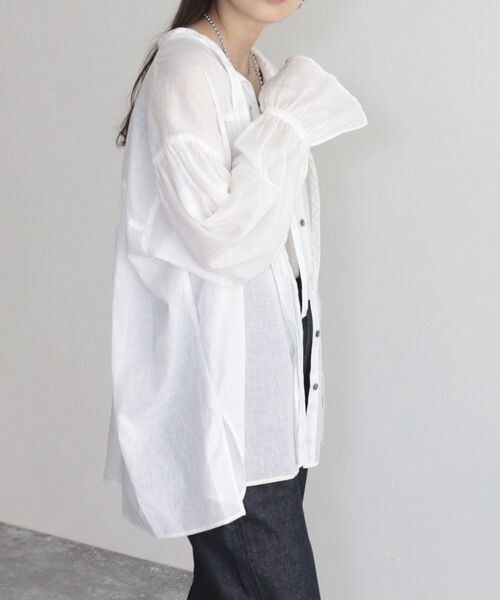 fredy emue（フレディエミュ）の「【fredyemueフレディエミュ】リネン混2WAYボウタイシャツ（シャツ/ブラウス・レディース・ベージュ/チャコールグレー/オフホワイト・38）」の10枚目の写真