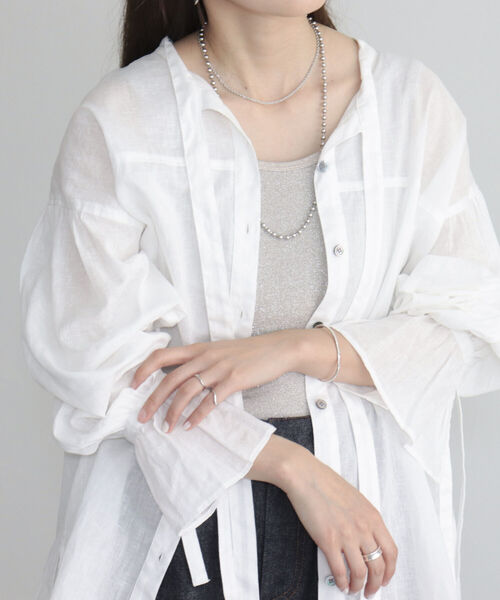 fredy emue（フレディエミュ）の「【fredyemueフレディエミュ】リネン混2WAYボウタイシャツ（シャツ/ブラウス・レディース・ベージュ/チャコールグレー/オフホワイト・38）」の12枚目の写真