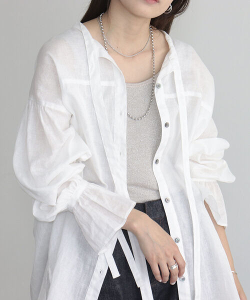 fredy emue（フレディエミュ）の「【fredyemueフレディエミュ】リネン混2WAYボウタイシャツ（シャツ/ブラウス・レディース・ベージュ/チャコールグレー/オフホワイト・38）」の13枚目の写真