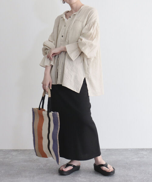 fredy emue（フレディエミュ）の「【fredyemueフレディエミュ】リネン混2WAYボウタイシャツ（シャツ/ブラウス・レディース・ベージュ/チャコールグレー/オフホワイト・38）」の15枚目の写真