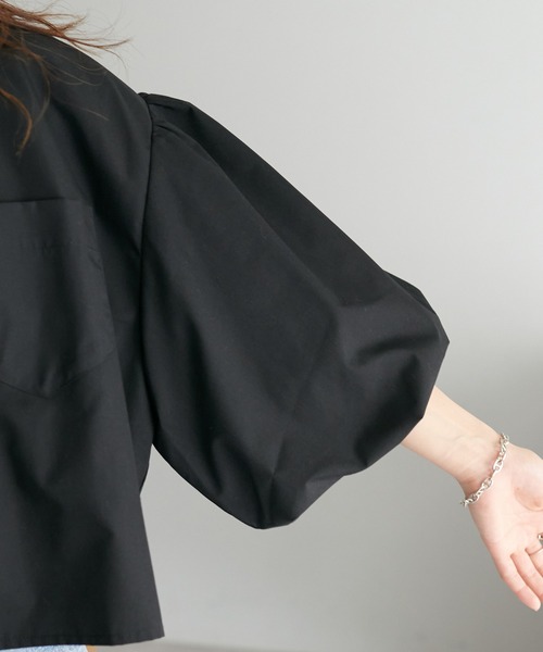 DISCOAT（ディスコート）の「袖バルーンクロップドシャツ（シャツ/ブラウス・レディース・オフホワイト/ブラック・FREE）」の12枚目の写真