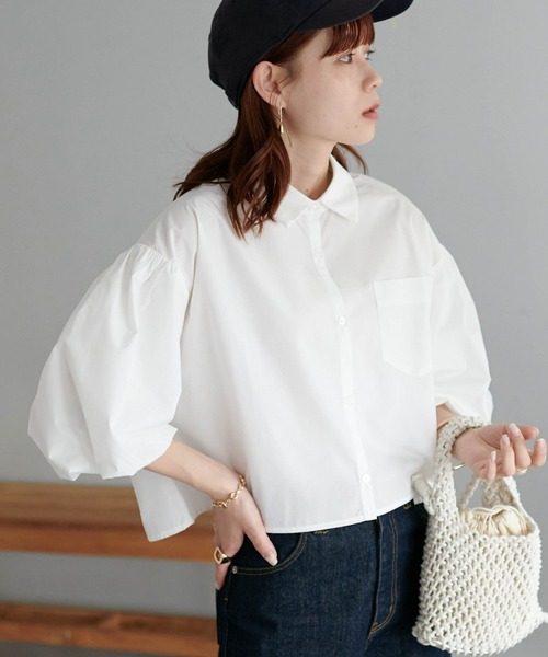 DISCOAT（ディスコート）の「袖バルーンクロップドシャツ（シャツ/ブラウス・レディース・オフホワイト/ブラック・FREE）」の20枚目の写真