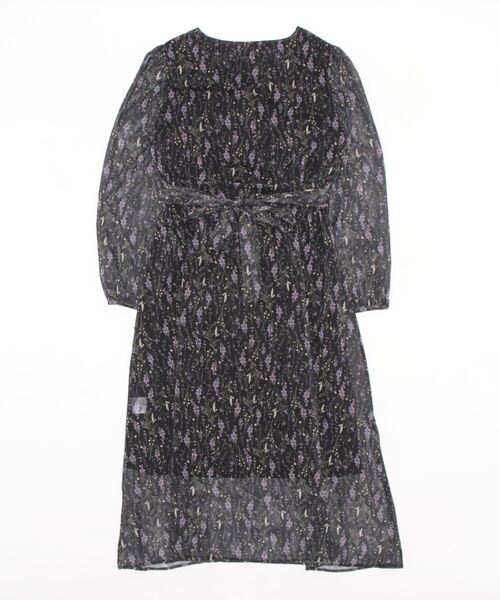 aimoha(アイモハ)の「花柄 Vネックシフォンワンピース (SS)(ワンピース・レディース・ベージュ/ブラック・MEDIUM/LARGE)」の3枚目の写真